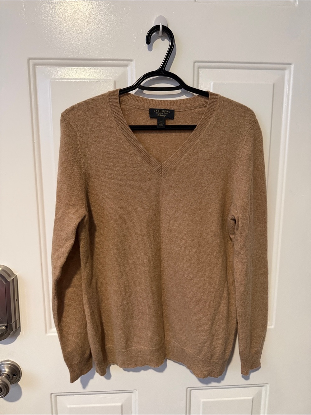 Charter Club Women’s V-Neck Sweater in Camel 100% Cashmere